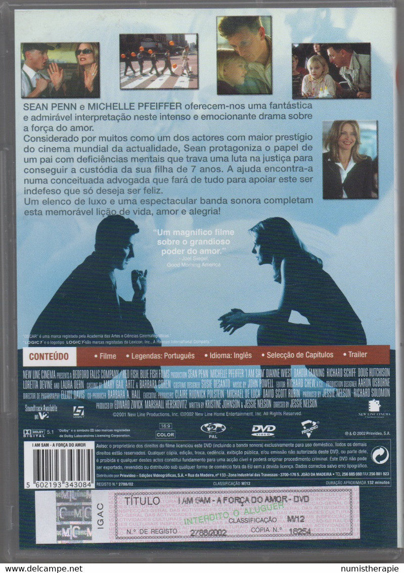 I Am Sam : Sean Penn & Michelle Pfeiffer : 2002 : 2h12 (PAL Version Portugaise) - Romantiek