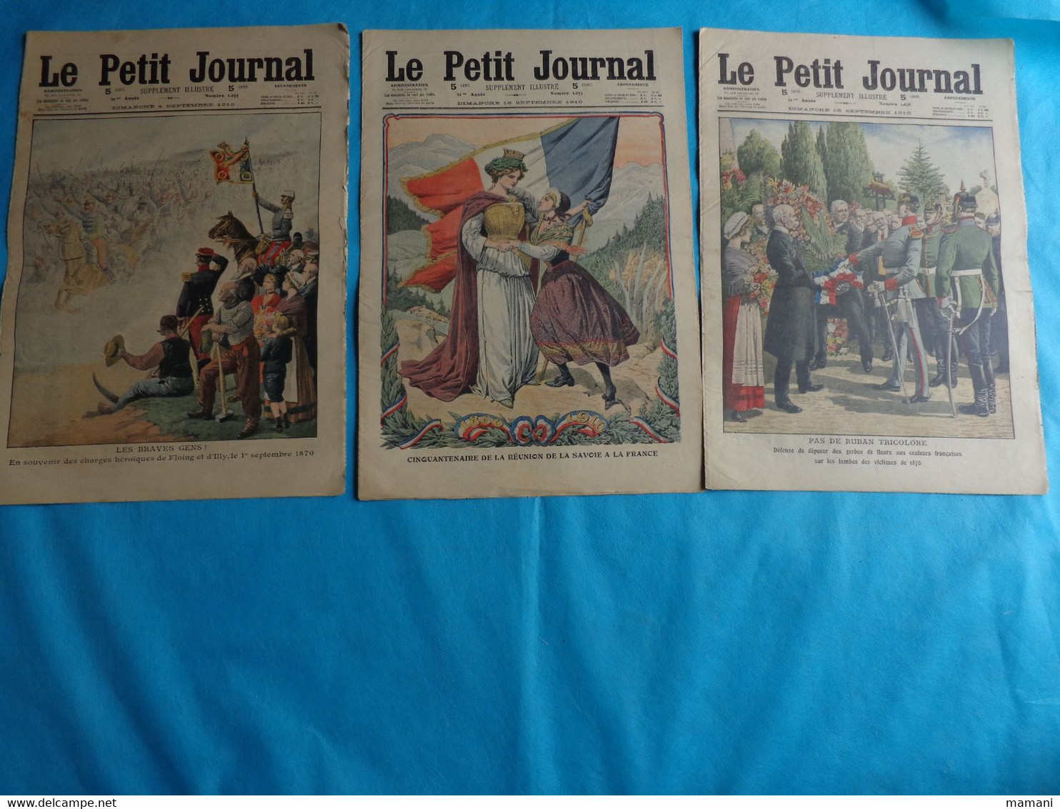 3 N° Le Petit Journal Septembre 4-18-25 De 1910 Aeroplane-braves Gens Floing Et Illy -50 Ans Reunion Savoie A La France - Autres & Non Classés