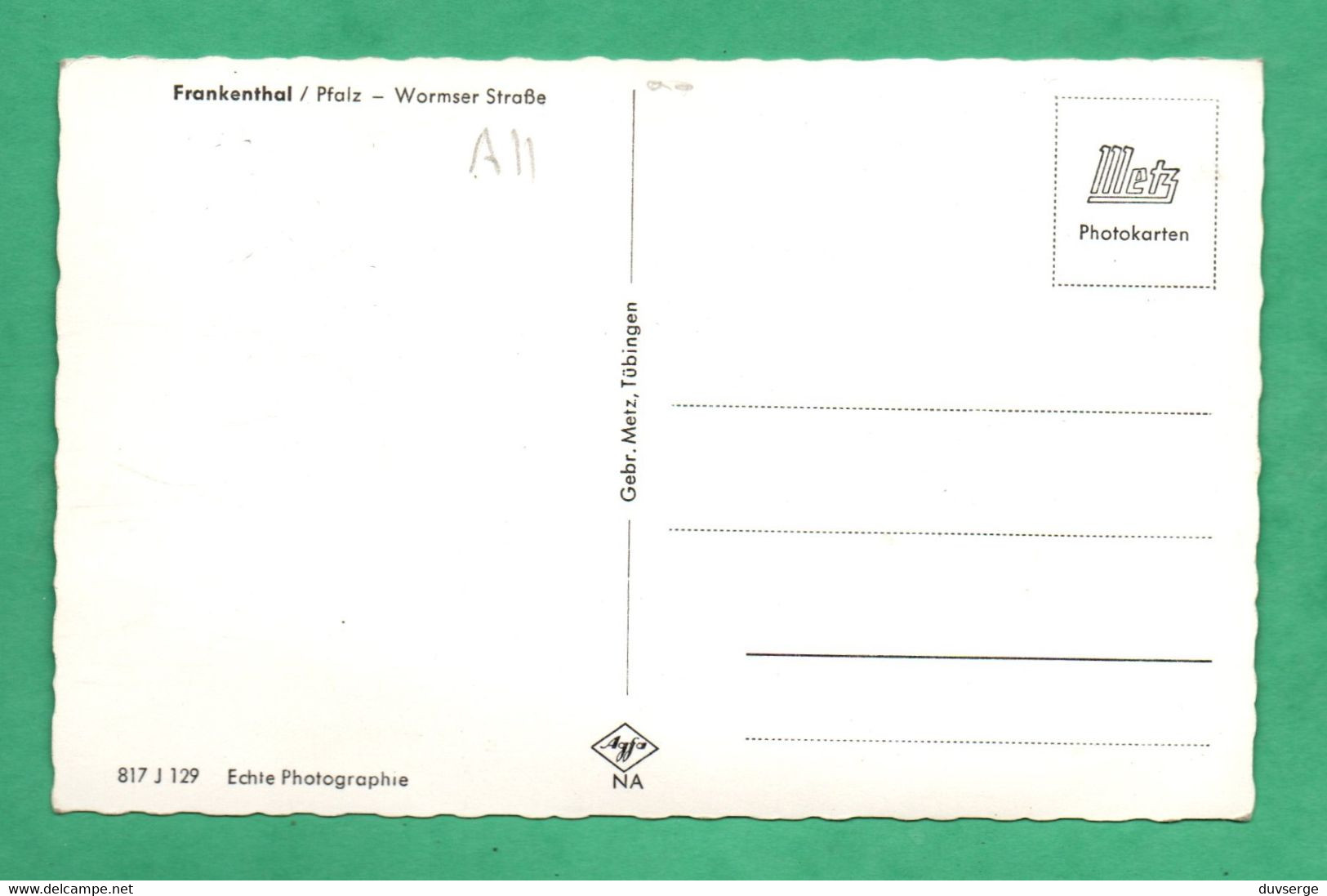 Allemagne Deuschland Pfalz Frankenthal Wormser Strasse ( Format 9cm X 14cm ) - Frankenthal