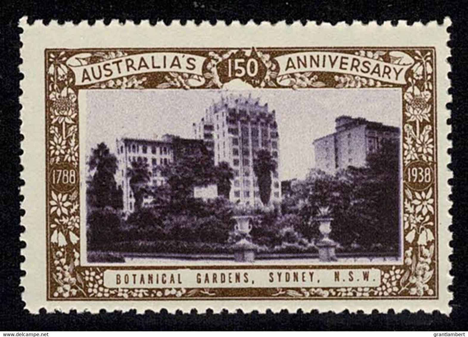 Australia 1938  Botanical Gardens, Sydney - NSW 150th Anniversary Cinderella MNH - Cinderellas