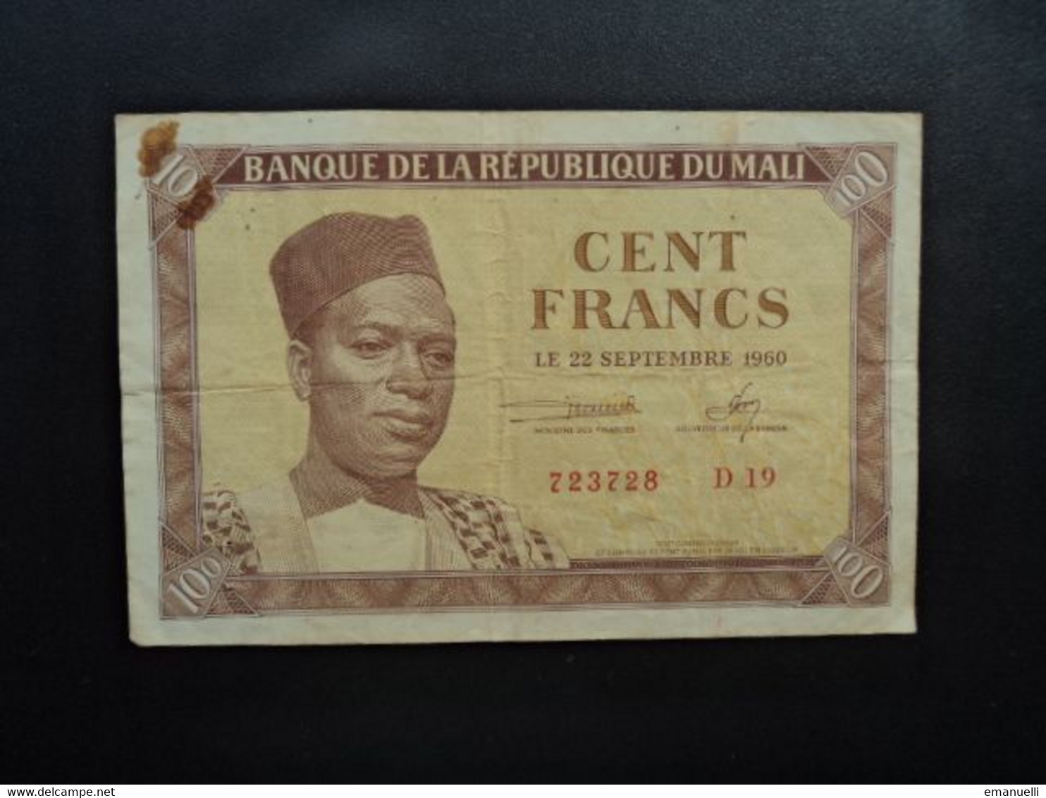 MALI * : 100 FRANCS    22.9.1960    P 2     Signature 1      Presque TTB - Mali