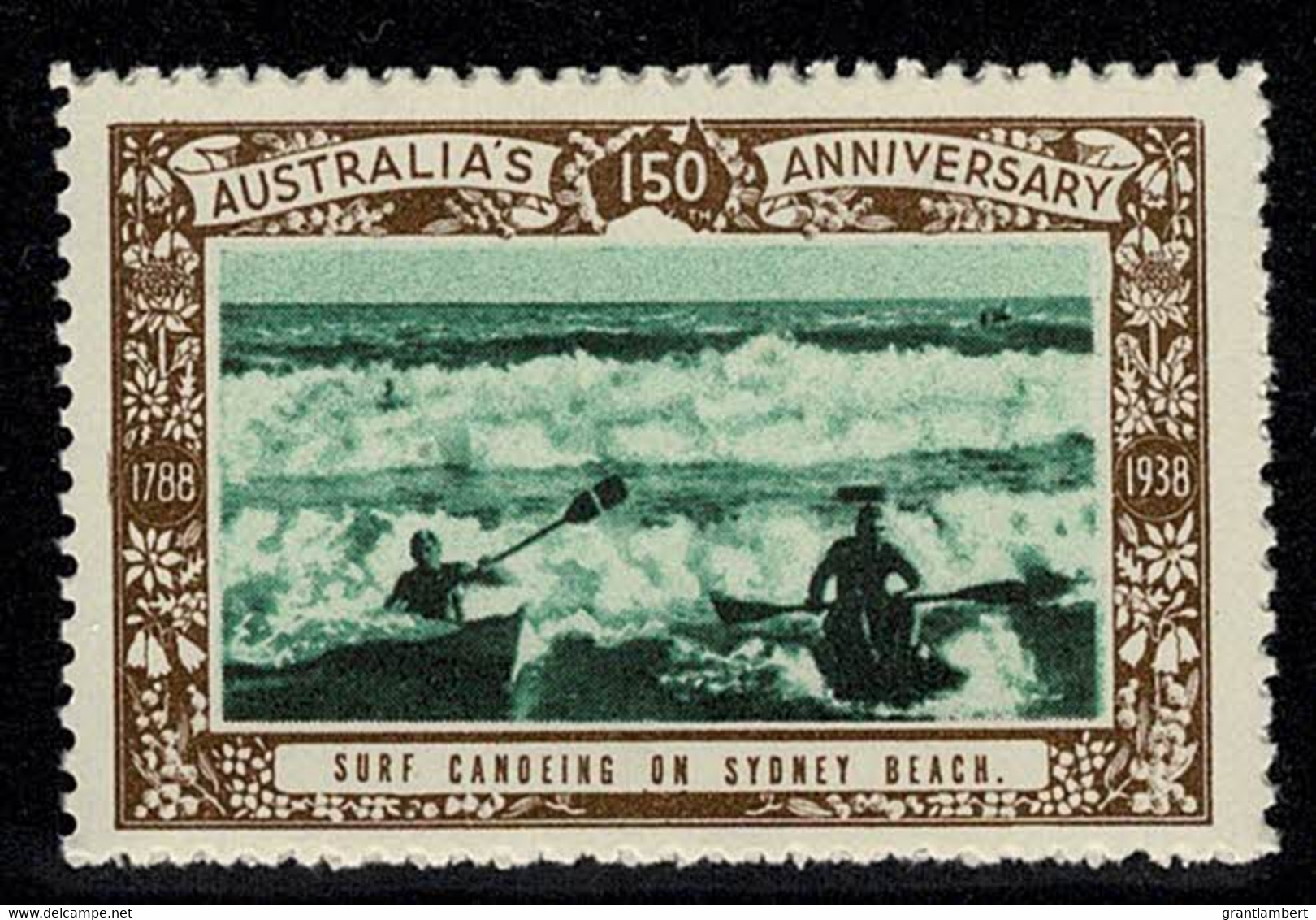 Australia 1938 Surf Canoeing On Sydney Beach - NSW 150th Anniversary Cinderella MNH - Cinderella