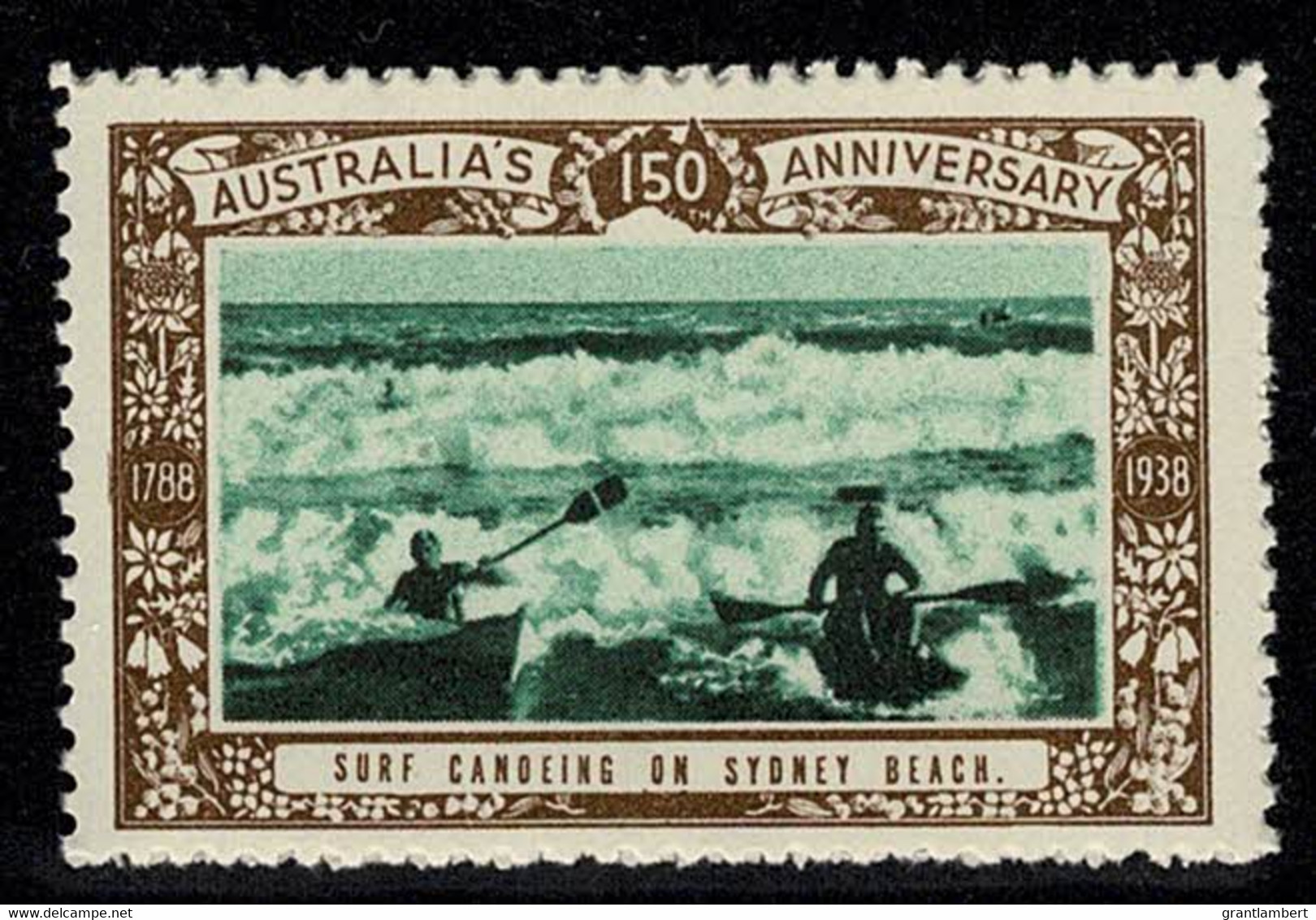 Australia 1938 Surf Canoeing On Sydney Beach - NSW 150th Anniversary Cinderella MNH - Cinderelas