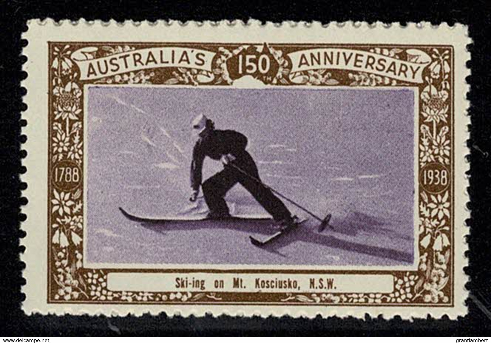 Australia 1938 Ski-ing On Mt. Kosciusko - NSW 150th Anniversary Cinderella MNH - Werbemarken, Vignetten