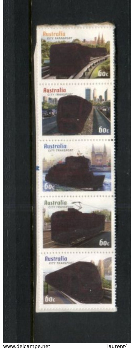 (stamps 22-09-2020) Australia - Transport (5 Stamps) Special Limited Edition (black) Need To Be Rub To See The Design - Errors, Freaks & Oddities (EFO)