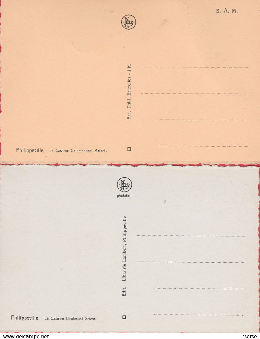 Philipppeville - Les 2 Casernes ...Commandant Mathot Et Lieutenant Scieur - 2 Cartes Postales  ( Voir Verso ) - Philippeville