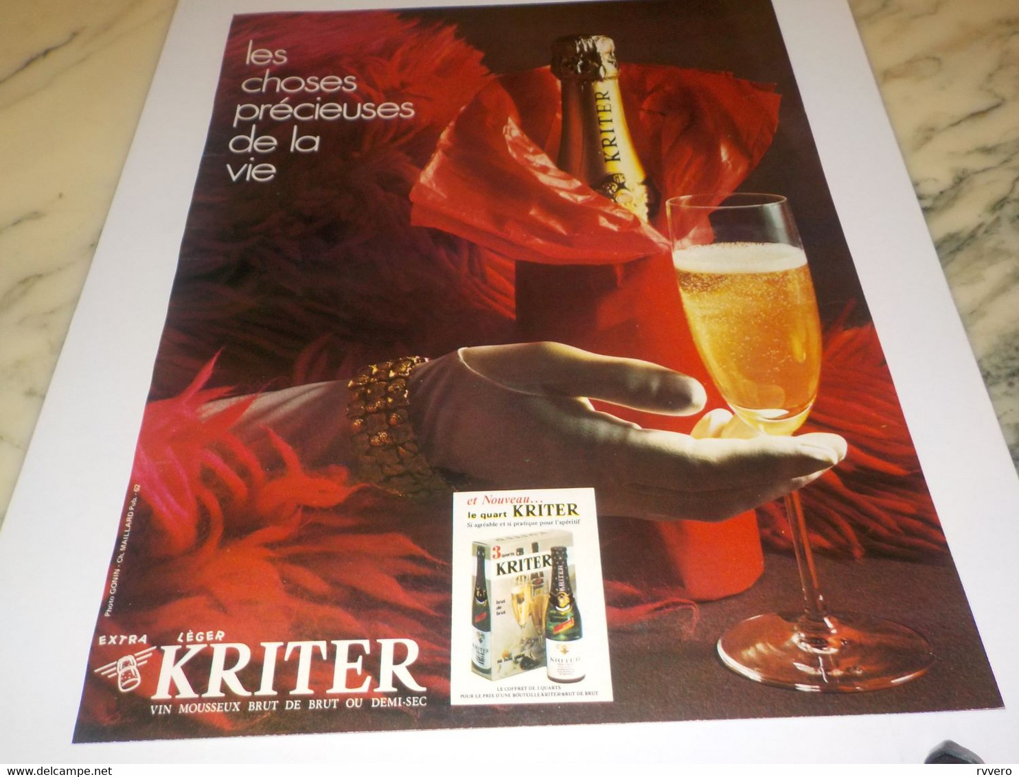 ANCIENNE PUBLICITE LES CHOSES PRECIEUSES  KRITER 1972 - Alcohols