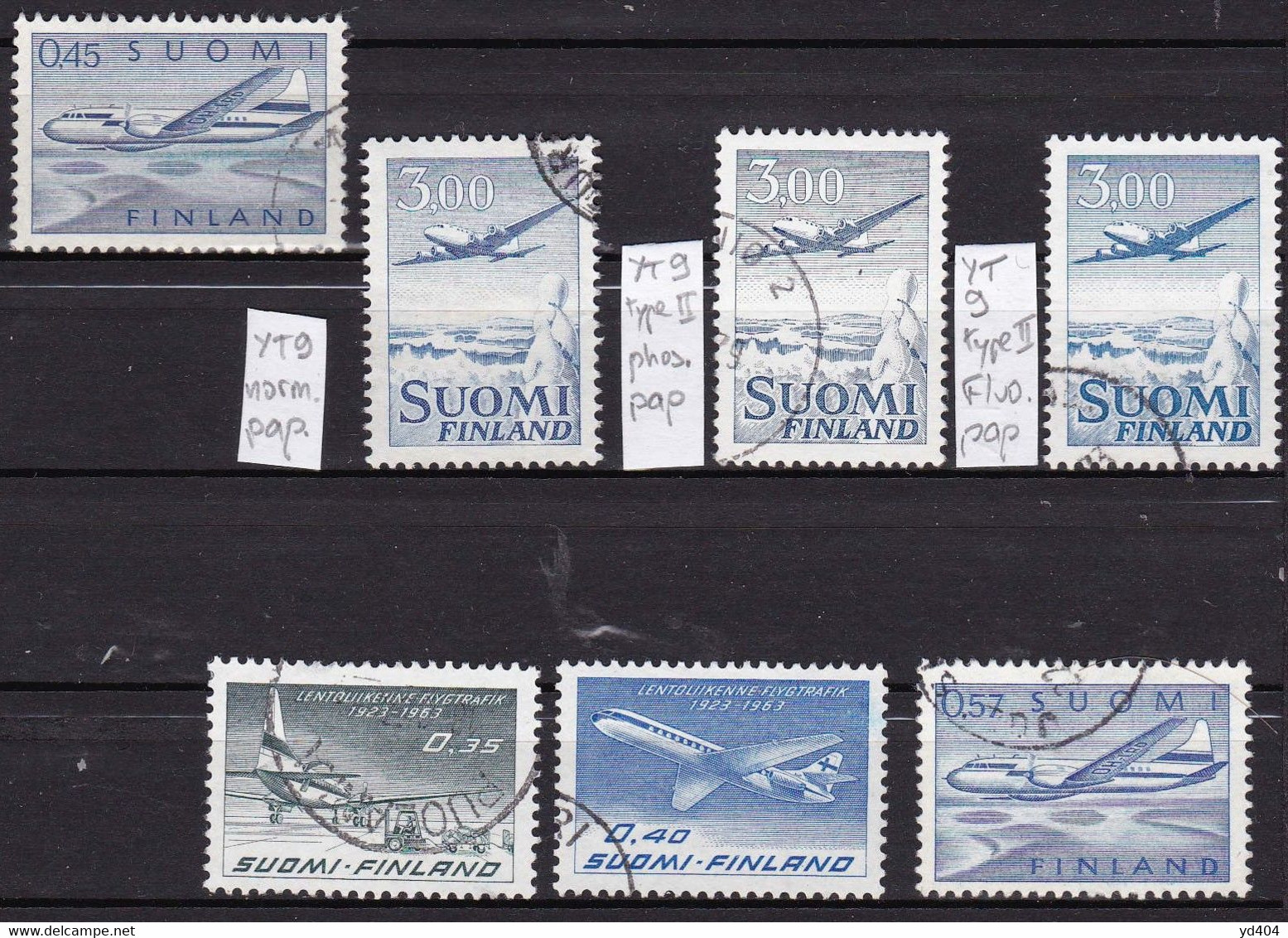 FI350 – FINLANDE – FINLAND – AIRMAIL - 1963-70 – Y&T 8/12 USED - Used Stamps
