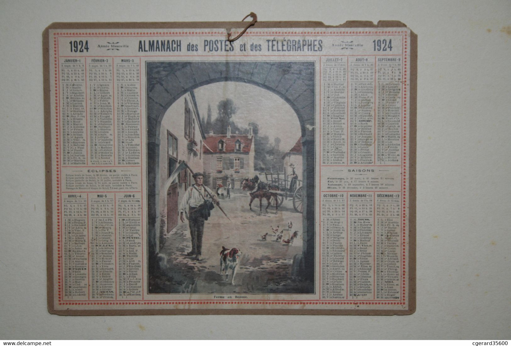 Almanach   Des Posters Et Télégraphes - 1924 - Ferme En Beauce - Grand Format : 1921-40