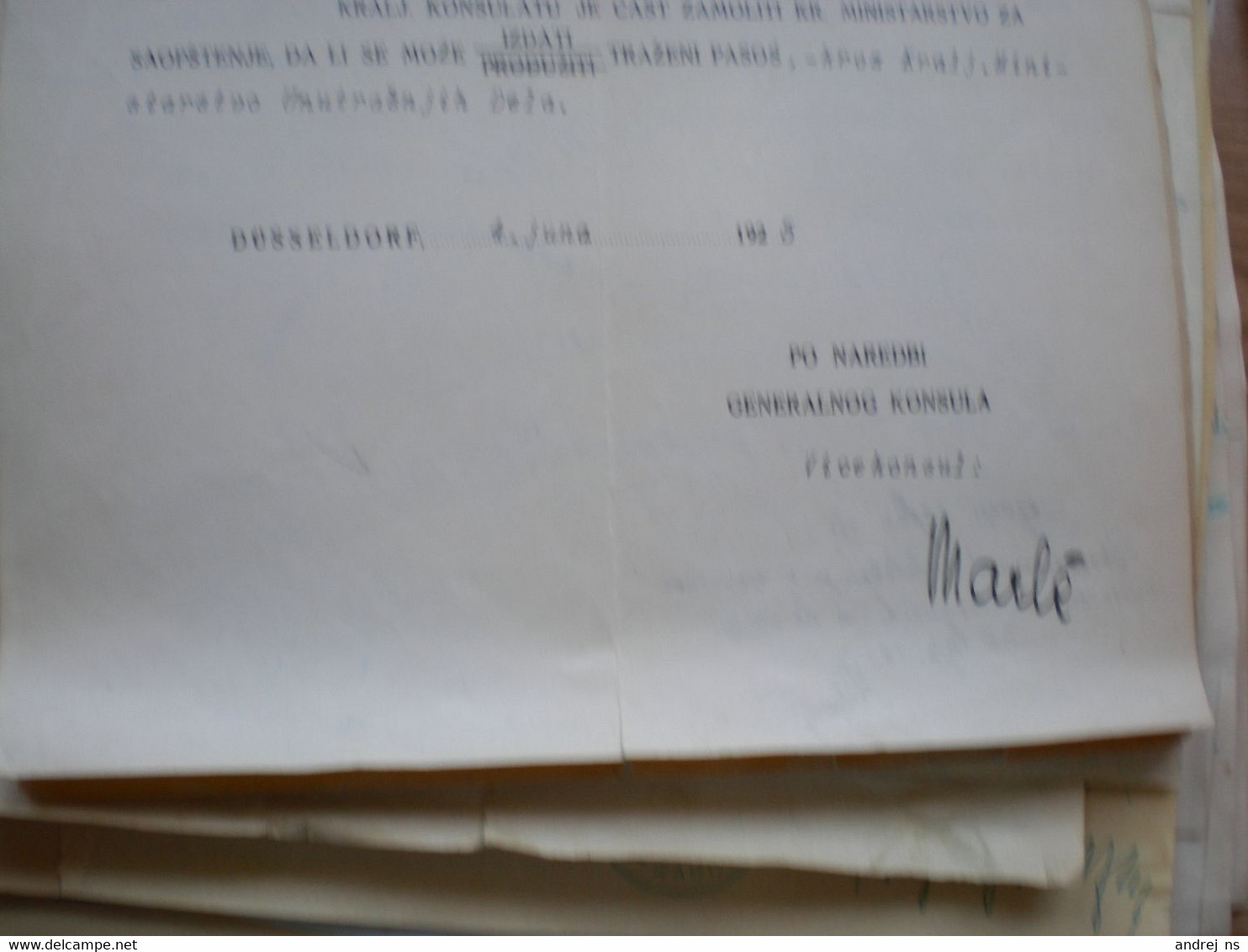 Konsulat Kraljevine SHS Dusseldorf 1925 - Other & Unclassified