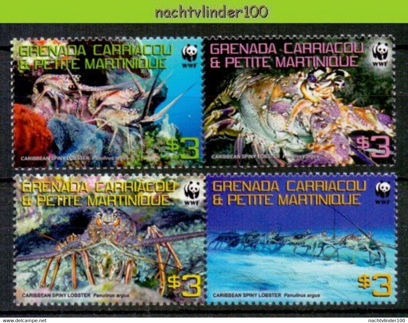 Ngb436s WWF FAUNA SCHAALDIER LANGOEST KREEFT LOBSTER LANGUST CRUSTACEAN KARIBIK-LANGUSTE GRENADA GRENADINES 2009 PF/MNH - Unused Stamps