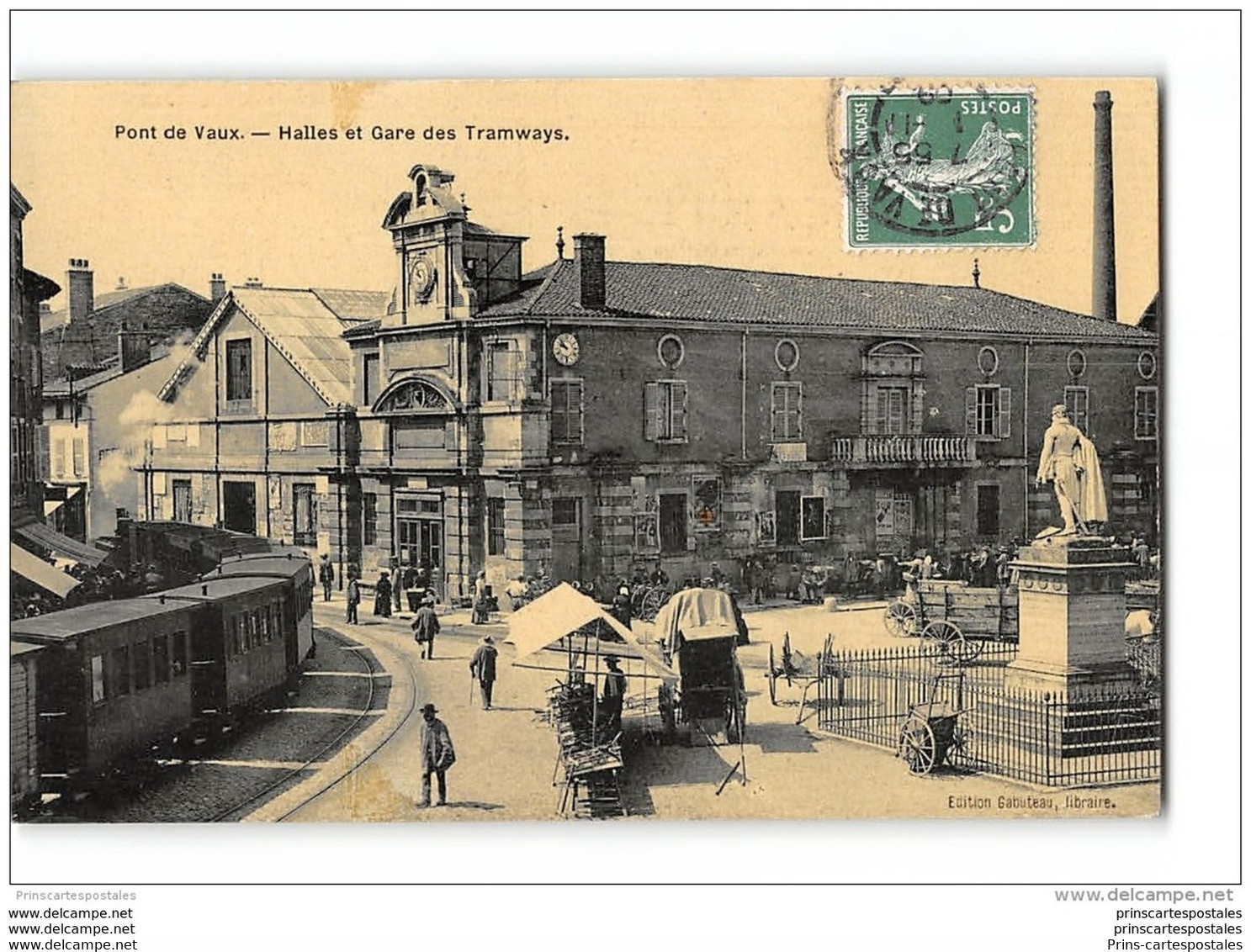 CPA 01 Pont De Vaux Halles Et Gare Train Tramway Ligne De Trevoux Saint Trivier - Pont-de-Vaux