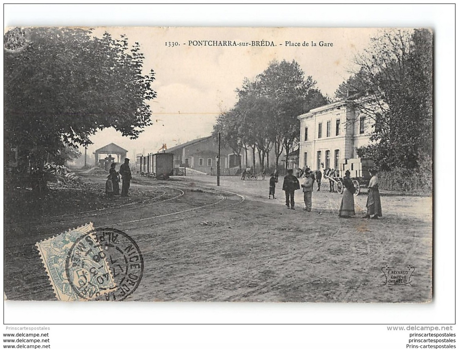 CPA 38 Pontcharra Sur Breda La Gare Et Le Train Tramway Ligne De Pontcharra La Rochette - Pontcharra