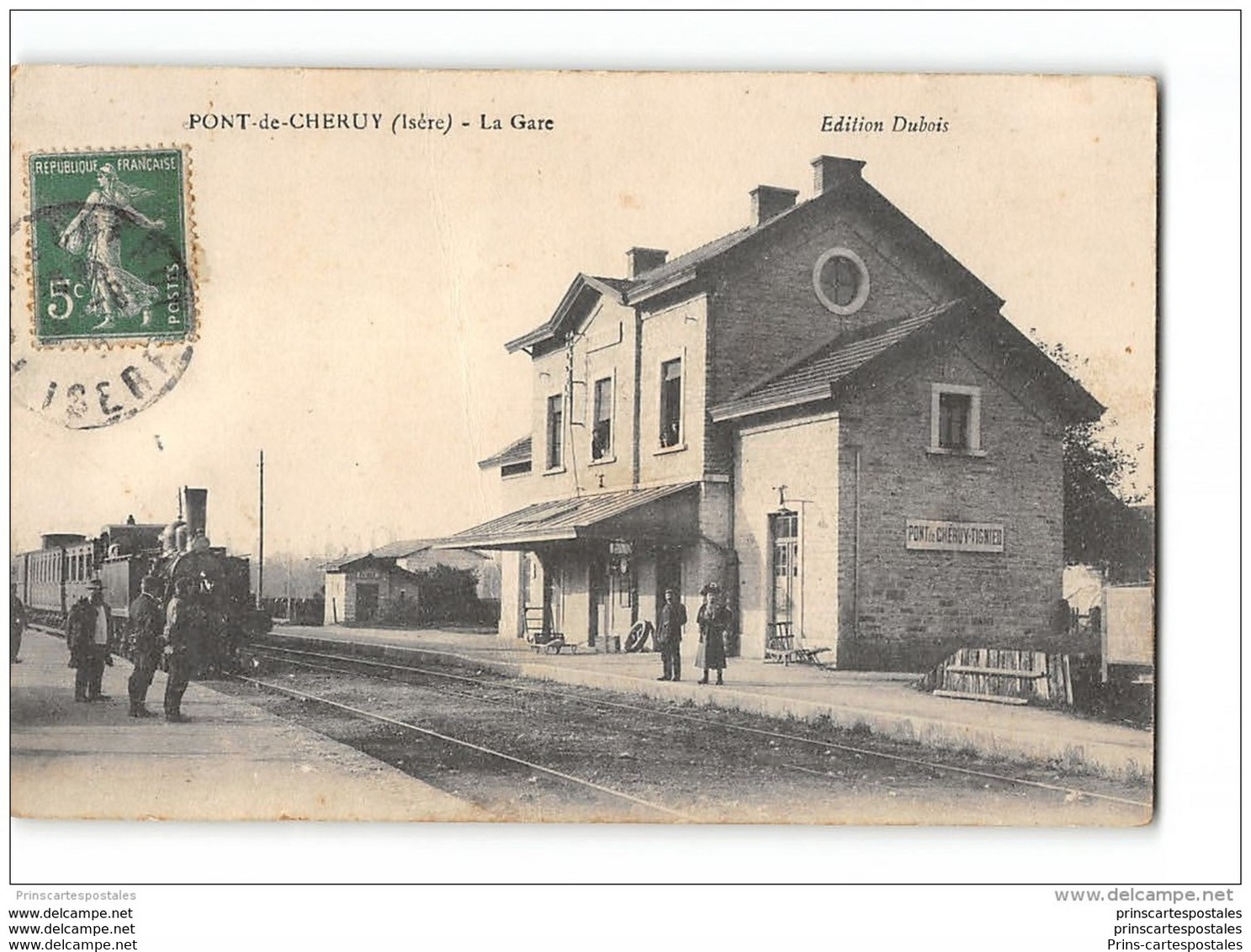 CPA 38 Pont De Cheruy La Gare Et Le Train Tramway Ligne De Lyon Saint Genix - Pont-de-Chéruy