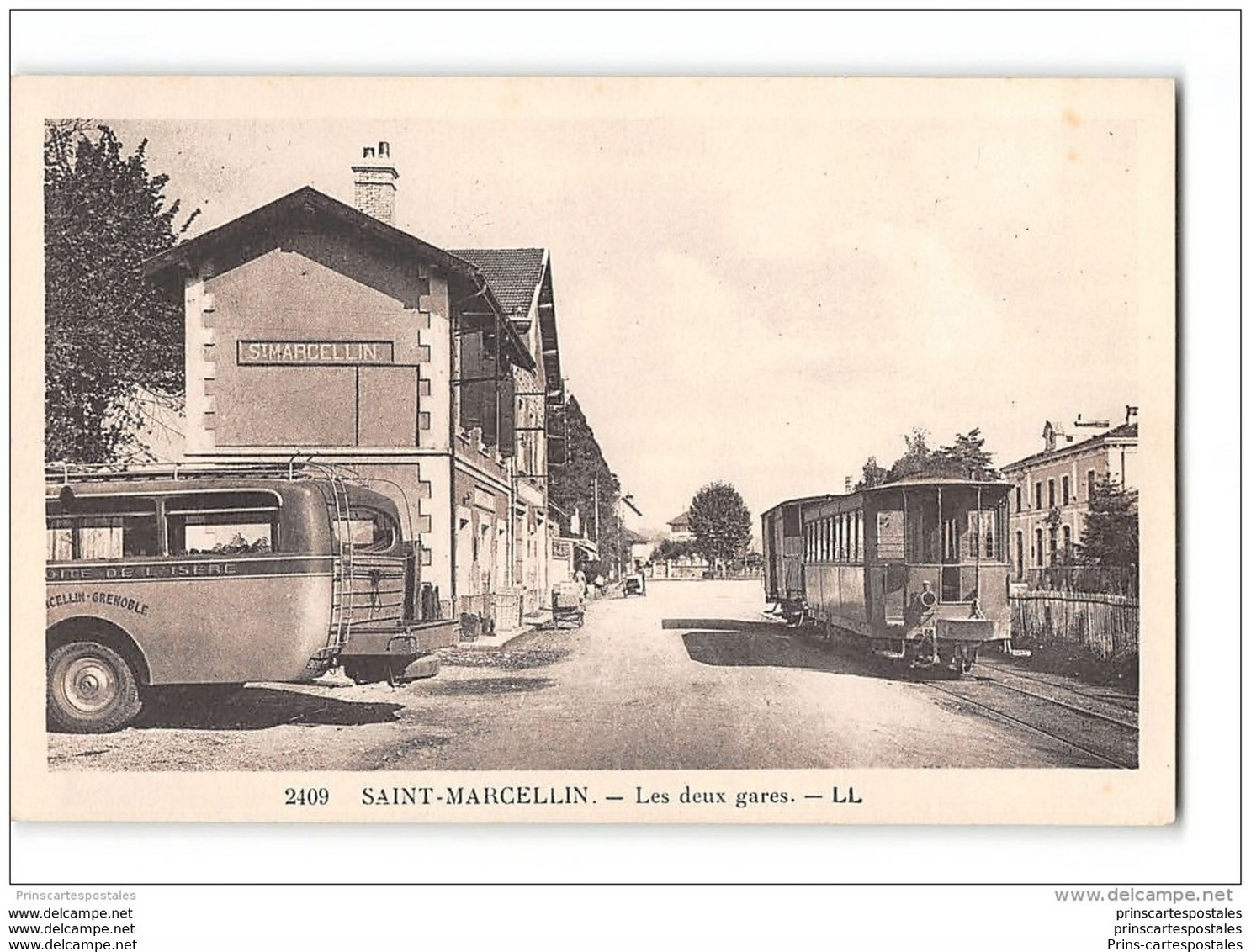 CPA 38 Saint Marcellin La Gare Et Le Train Tramway Ligne De Lyon Saint Marcellin - Saint-Marcellin