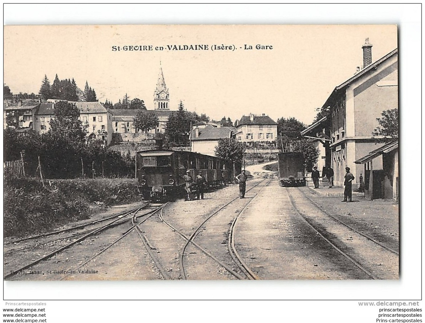 CPA 38 St Saint Geoire En Valdaine La Gare Et Le Train Tramway Ligne De Bonpertuis Pont De Beauvoisin - Saint-Geoire-en-Valdaine