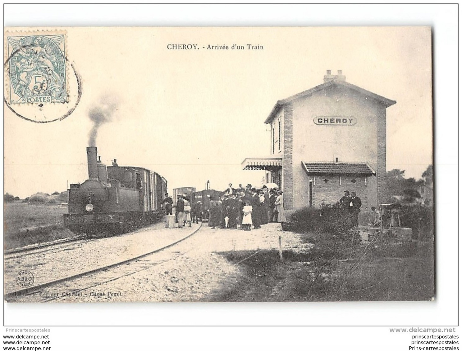 CPA 89 Cheroy La Gare Et Le Train Tramway Ligne De Sens Egreville - Cheroy