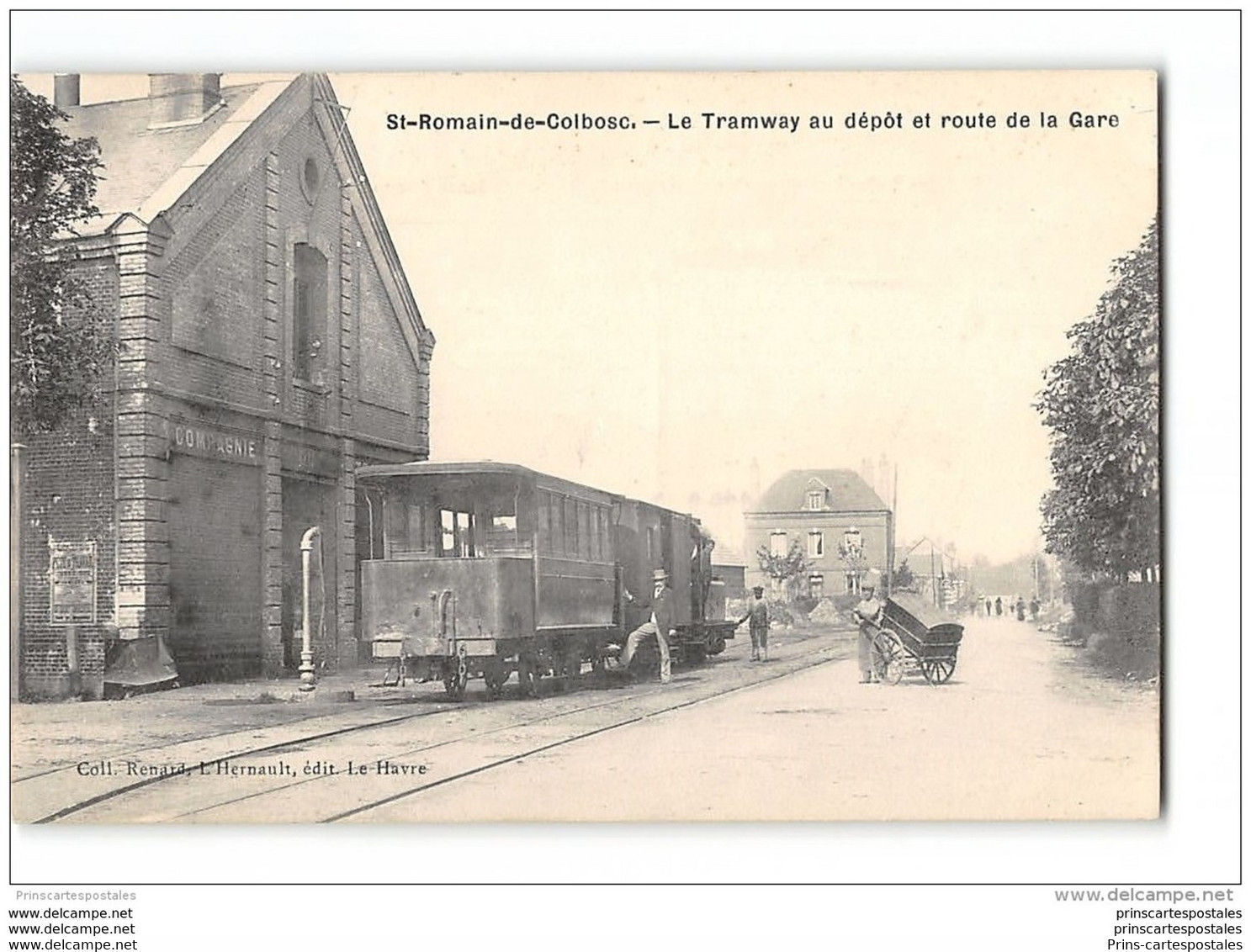 CPA  76 Saint Romain De Colbosc Le Depot Et Le Train Tramway Ligne De Etainhus St Romain - Saint Romain De Colbosc