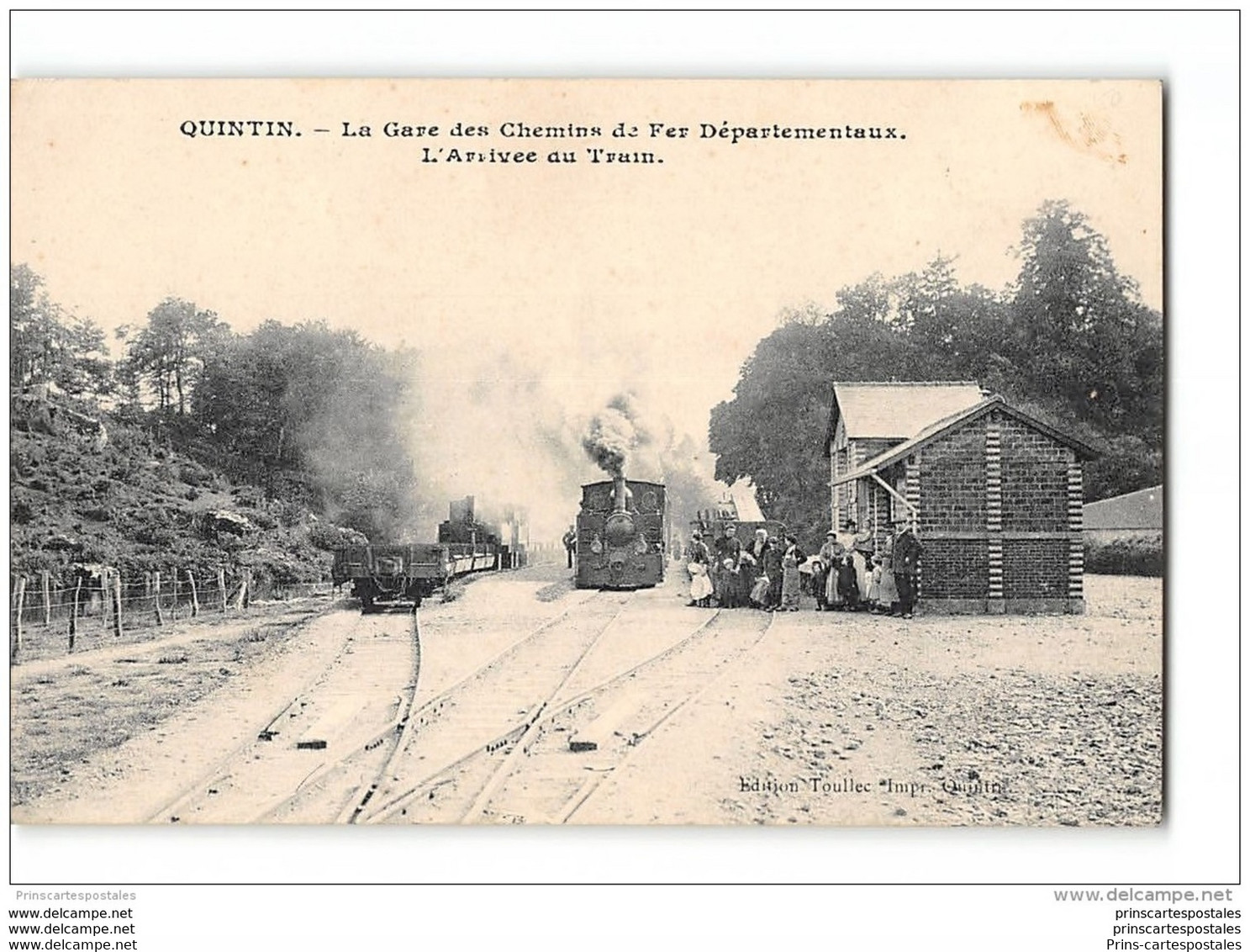 CPA 22 Quintin La Gare Et Le Train Tramway Ligne De Quintin St Nicolas Du Pelem - Quintin