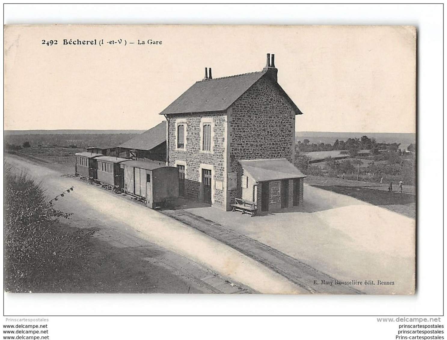 CPA 35 Bécherel La Gare Et Le Train Tramway Ligne De Rennes Saint Malo - Bécherel