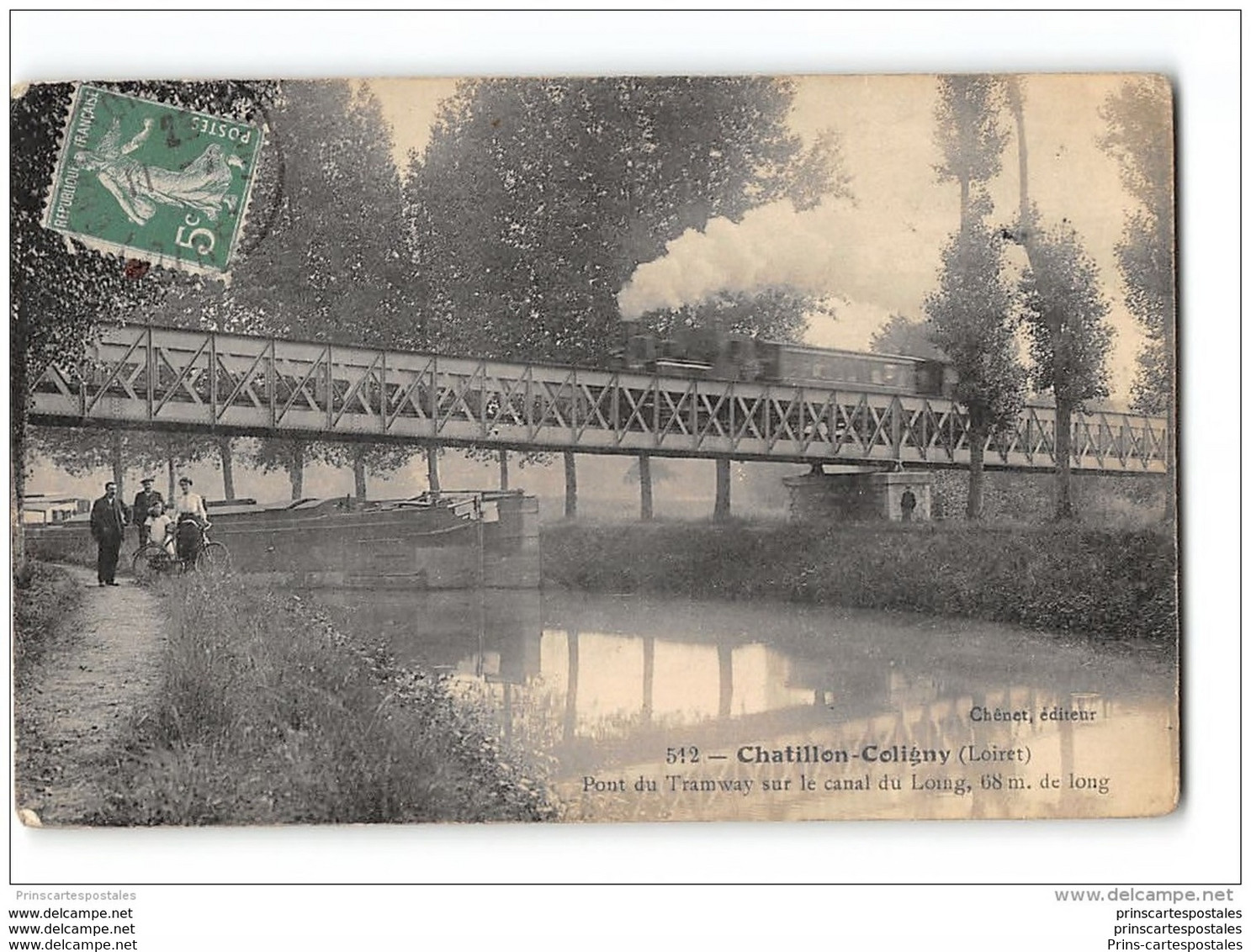 CPA 45 Chatillon Coligny Le Pont Et Le Train Tramway Ligne De Chatillon Nogent - Chatillon Sur Loire