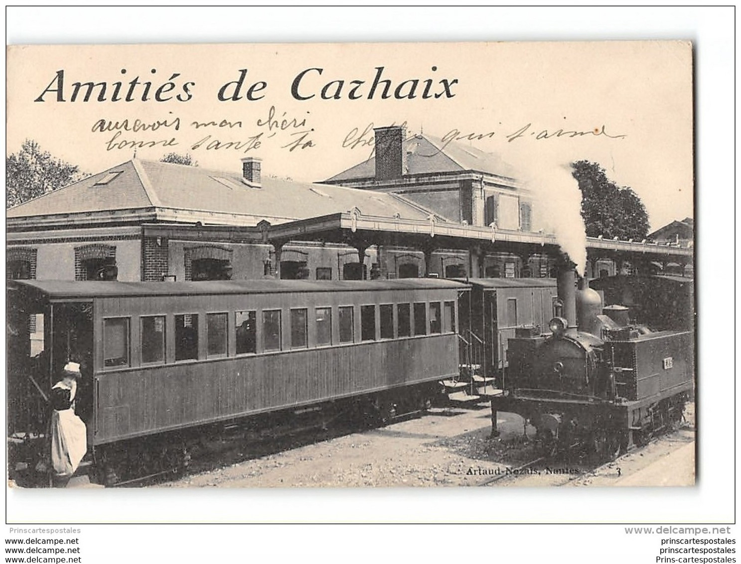 CPA 29 Carhaix Amities La Gare Et Le Train Tramway Ligne De Carhaix Camaret - Carhaix-Plouguer