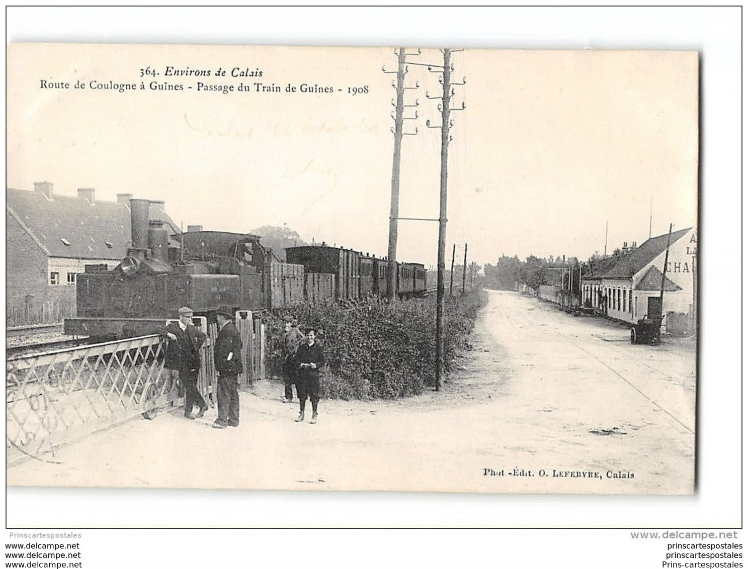 CPA 62 Guines Passage Du Train Tramway Ligne Anvin Calais - Guines