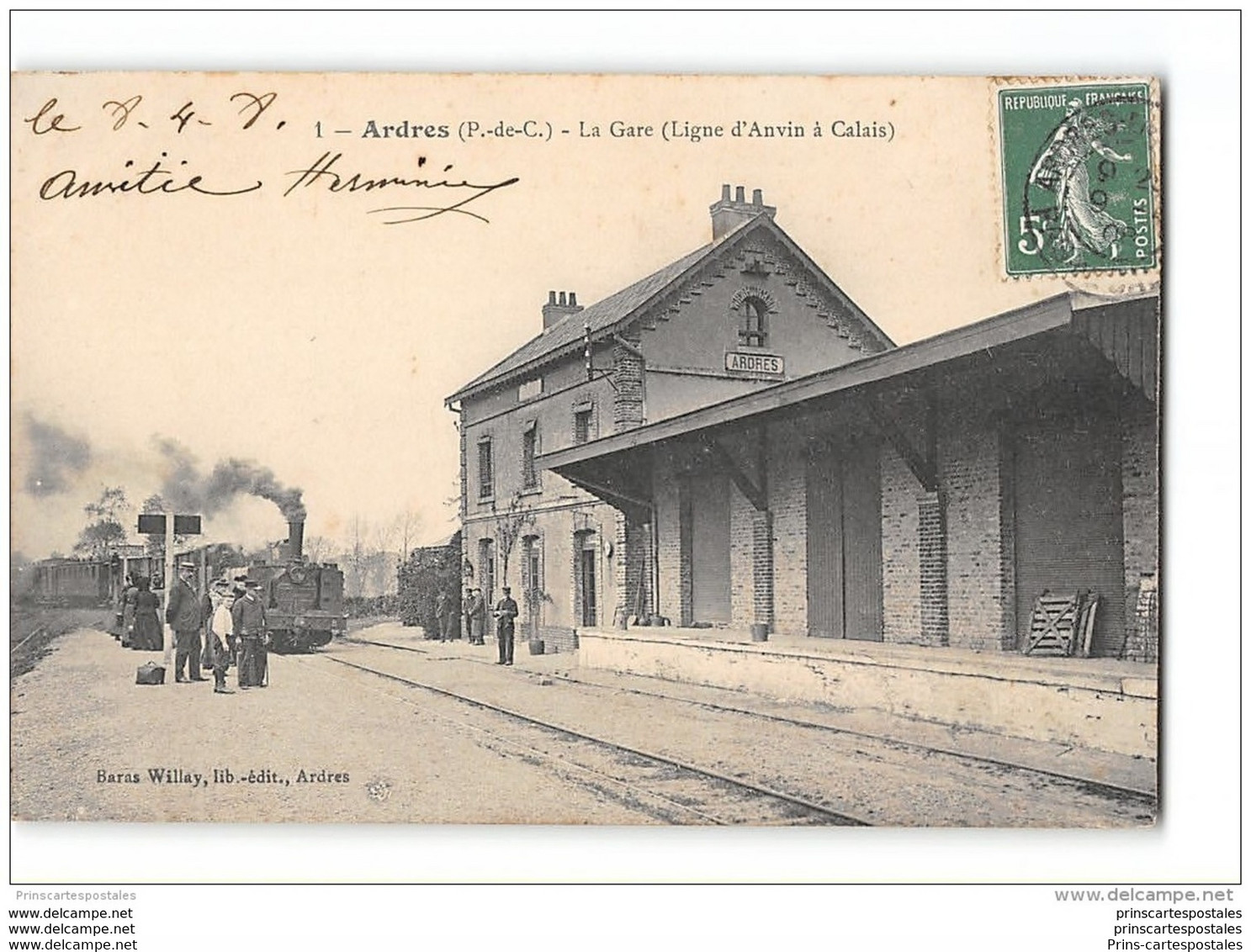 CPA 62 Ardres La Gare Et Le Train Tramway Ligne Anvin Calais - Ardres