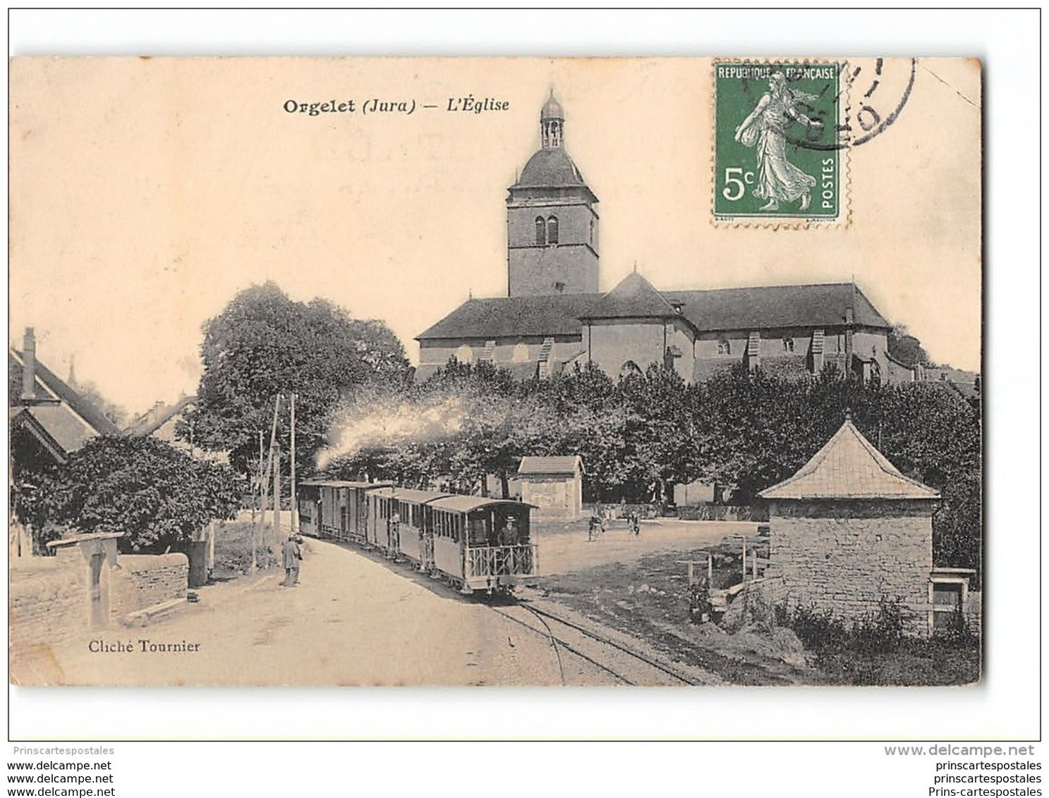 CPA 39 Orgelet L'eglise Et Le Train Tramway - Bifurcation Arinthod - Orgelet