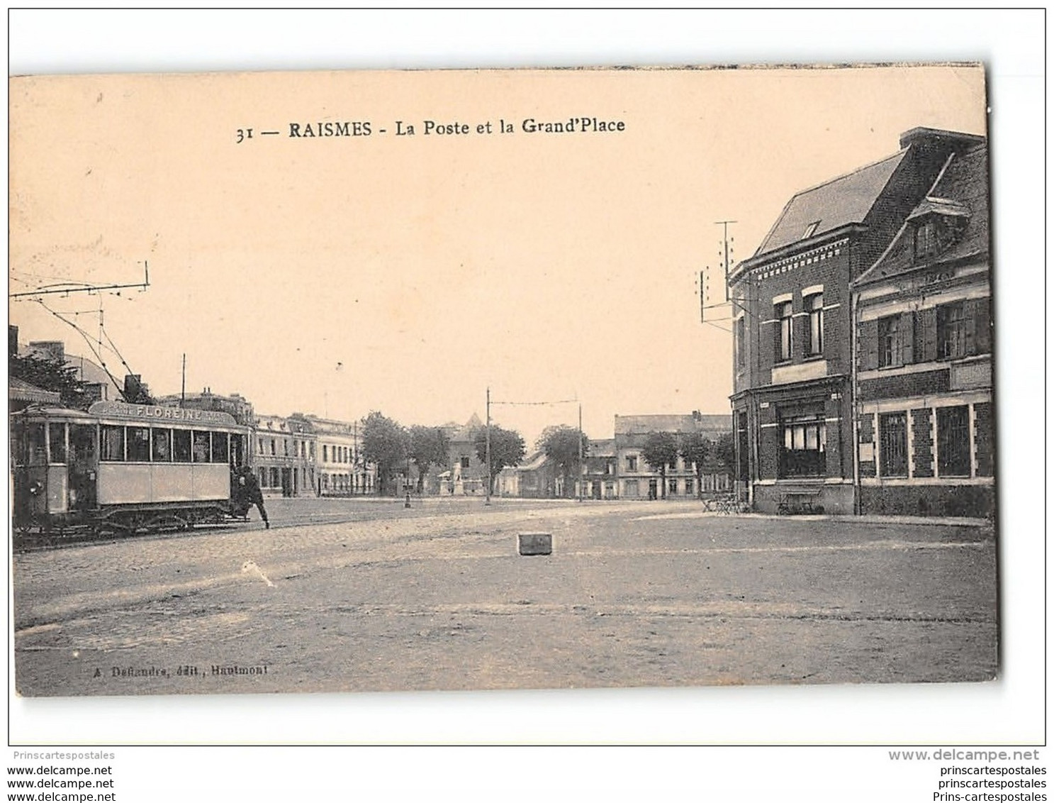 CPA 59 Raismes La Poste Et La Grand Rue Et Le Train Tramway Ligne D'Anzin St Amand - Raismes