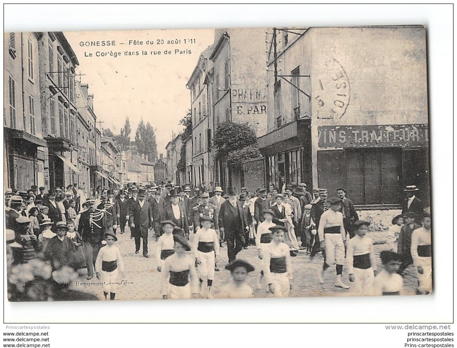 CPA 95 Gonesse Fête Du 20 Aout 1911 Le Cortege Dans La De Paris - Gonesse