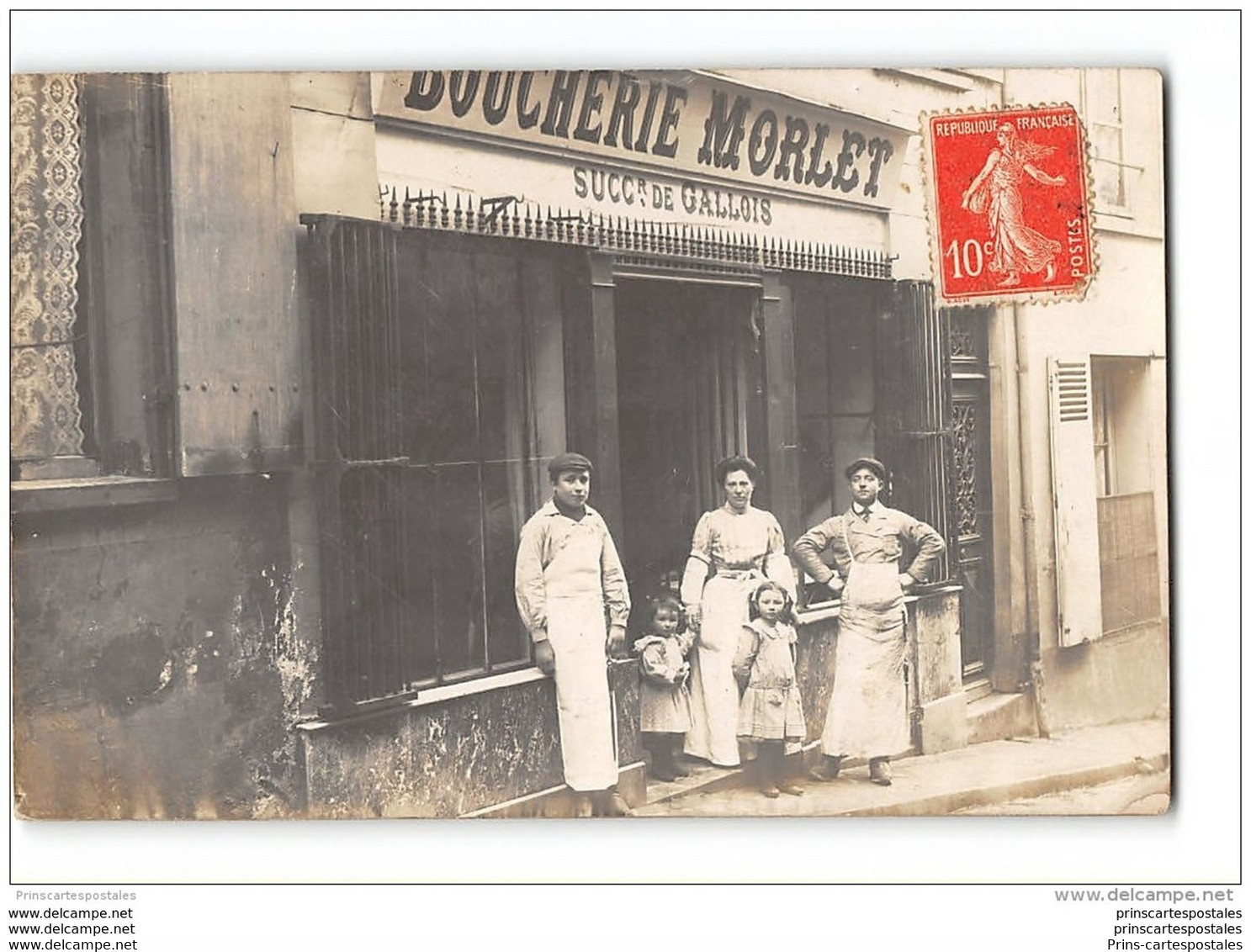 CPA Carte Photo à Situer Devanture De Boucherie Morlet - Andere & Zonder Classificatie