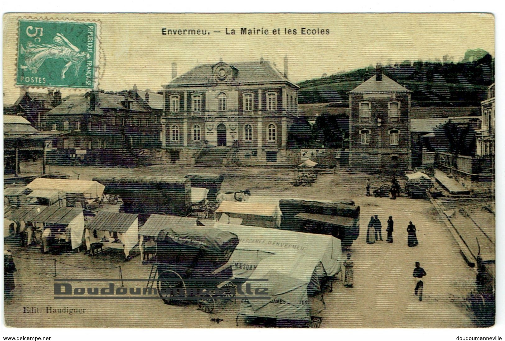 CPA - 76 - ENVERMEU - Mairie Et Ecoles - Administration - Education Nationale - Enseignement ***BELLE CARTE TOILEE*** - Envermeu