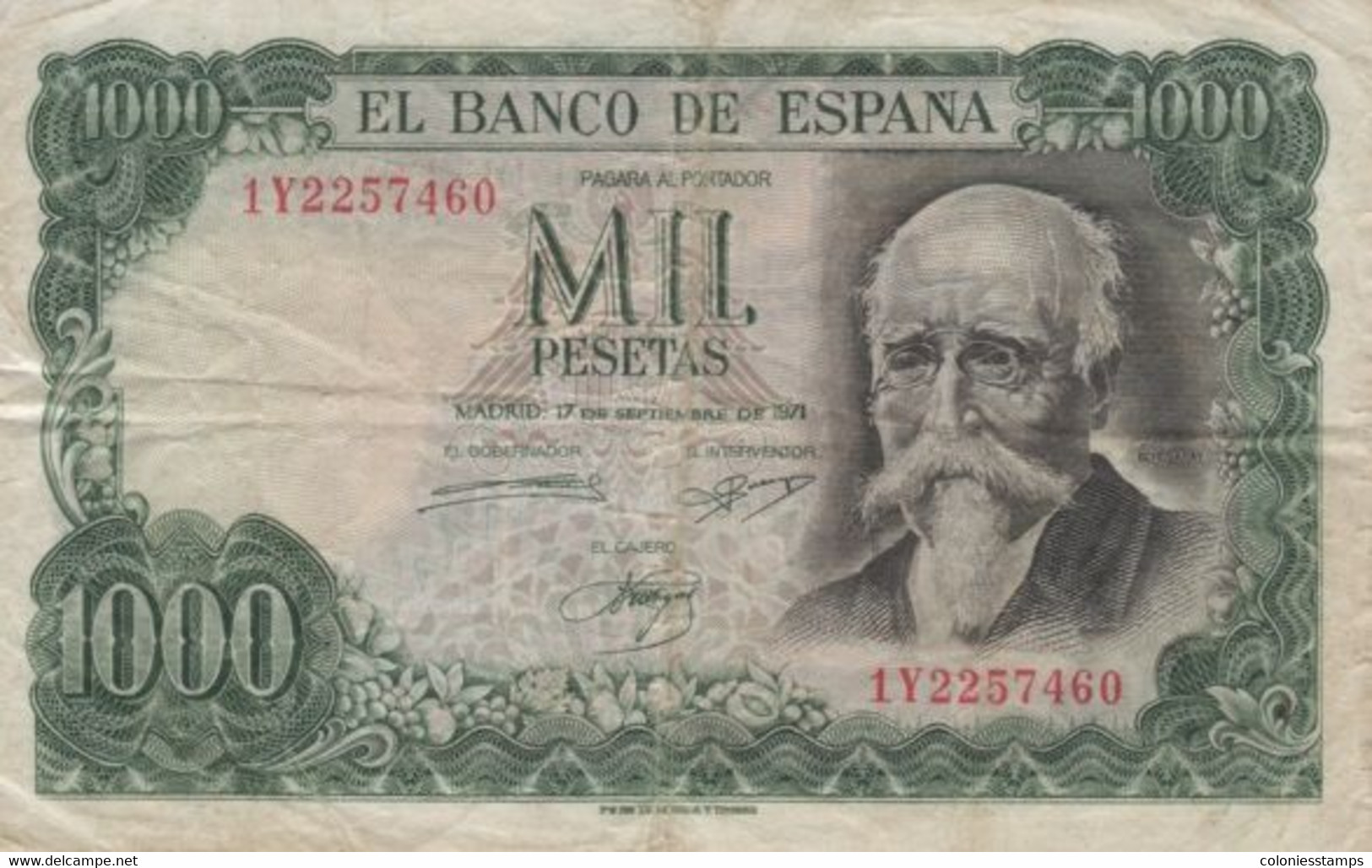 (B0138) SPAIN, 1971 (1974). 1000 Pesetas. Commemorative Issue. P-154. VG - 1000 Pesetas