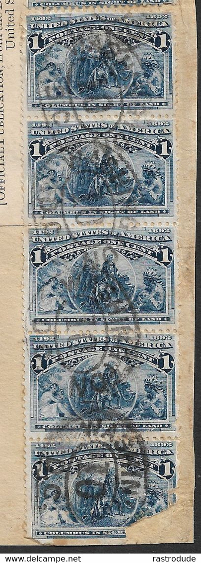 1898 Cover Front - U.S COLUMBUS ISSUE - 1C MULTIPLE FRANKING ( 25 ) To FRANCE - RR - Covers & Documents