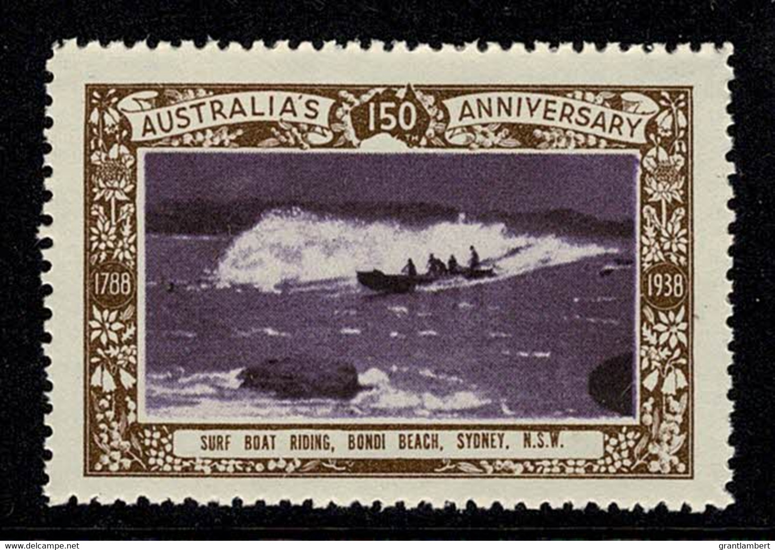 Australia 1938 Surf Boat Riding, Bondi Beach - NSW 150th Anniversary Cinderella MNH - Werbemarken, Vignetten