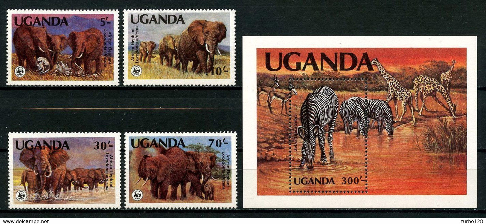 OUGANDA 1983 N° 316/319 Bloc 40 ** Neufs MNH Superbes C 28 € Faune Eléphants Zebre Animaux - Uganda (1962-...)