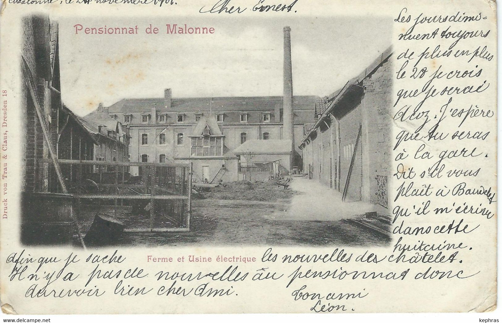 Pensionnat De MALONNE : Ferme Et Usine électrique - Cachet De La Poste 1901 - Namen