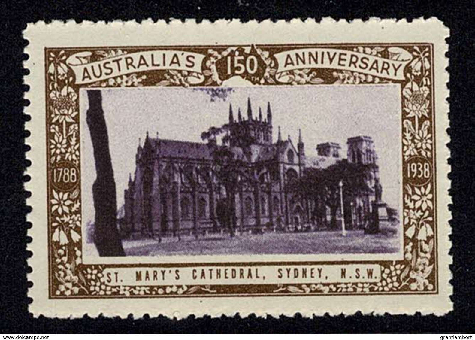 Australia 1938 St. Mary's Cathedral, Sydney - NSW 150th Anniversary Cinderella MNH - Cinderelas