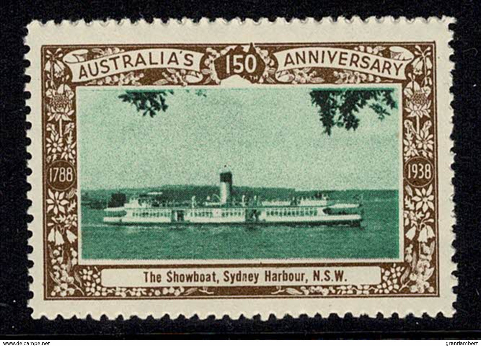 Australia 1938 The Showboat, Sydney Harbour - NSW 150th Anniversary Cinderella MNH - Werbemarken, Vignetten