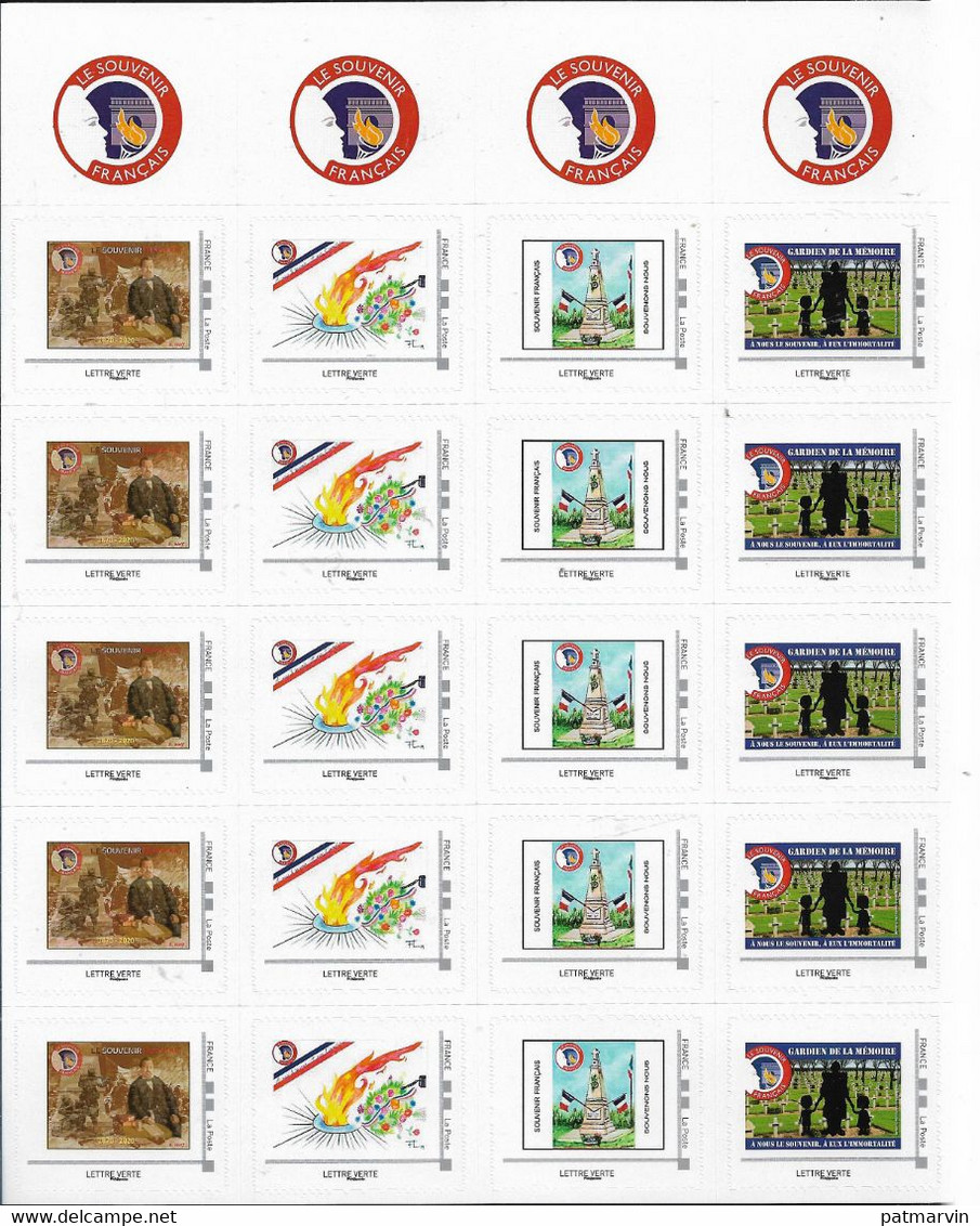 Collector 2020 Le Souvenir Français Planche De 20 De 4 Visuels Différents - Collectors