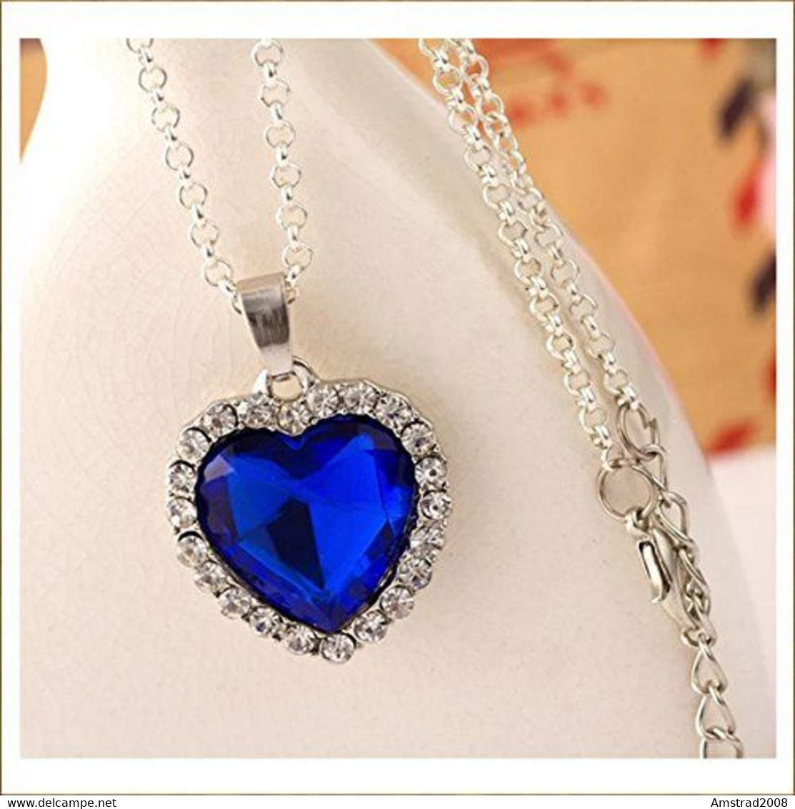 TITANIC COLLANA BLU OCEANO COLORE ARGENTO CON PIETRA BLU I LOVE YOU AMORE C:C - Colliers/Chaînes