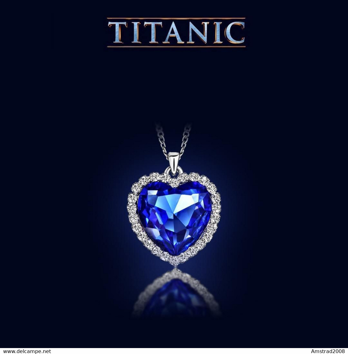 TITANIC COLLANA BLU OCEANO COLORE ARGENTO CON PIETRA BLU I LOVE YOU AMORE C:C - Colliers/Chaînes