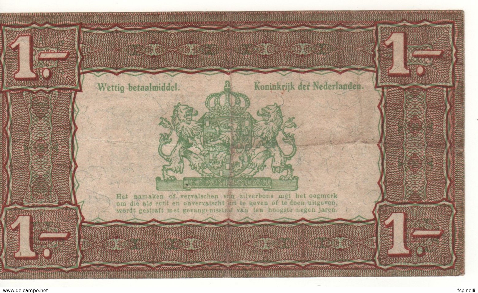 NETHERLANDS  1 Gulden   P61   Dated   1.10.1938 - 1 Gulden