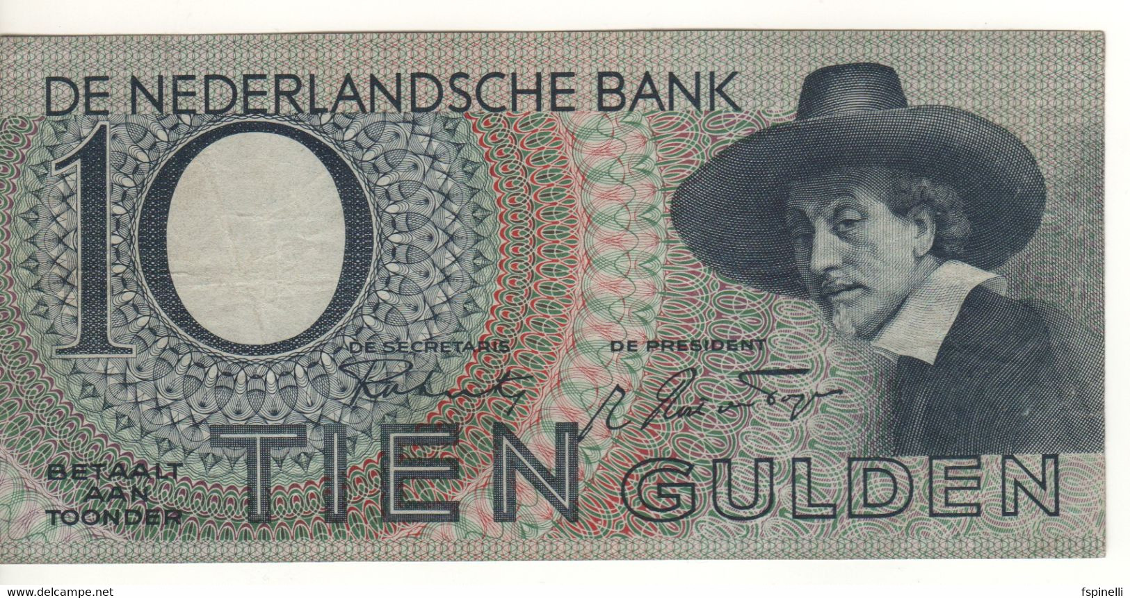 NETHERLANDS  10  Gulden   P59   Dated   2.2.1943   ( Sampling Official Volckert Jansz ) - 10 Florín Holandés (gulden)