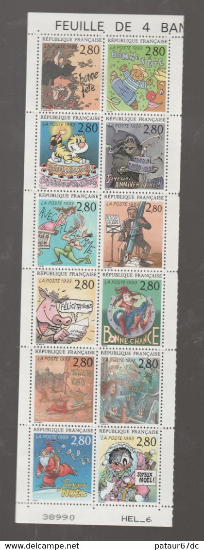 FRANCE / 1993 / Y&T N° 2836a/2847a ** (Bande "Plaisir D'écrire" De Feuille) X 1 Avec N° De Presse - Nuovi