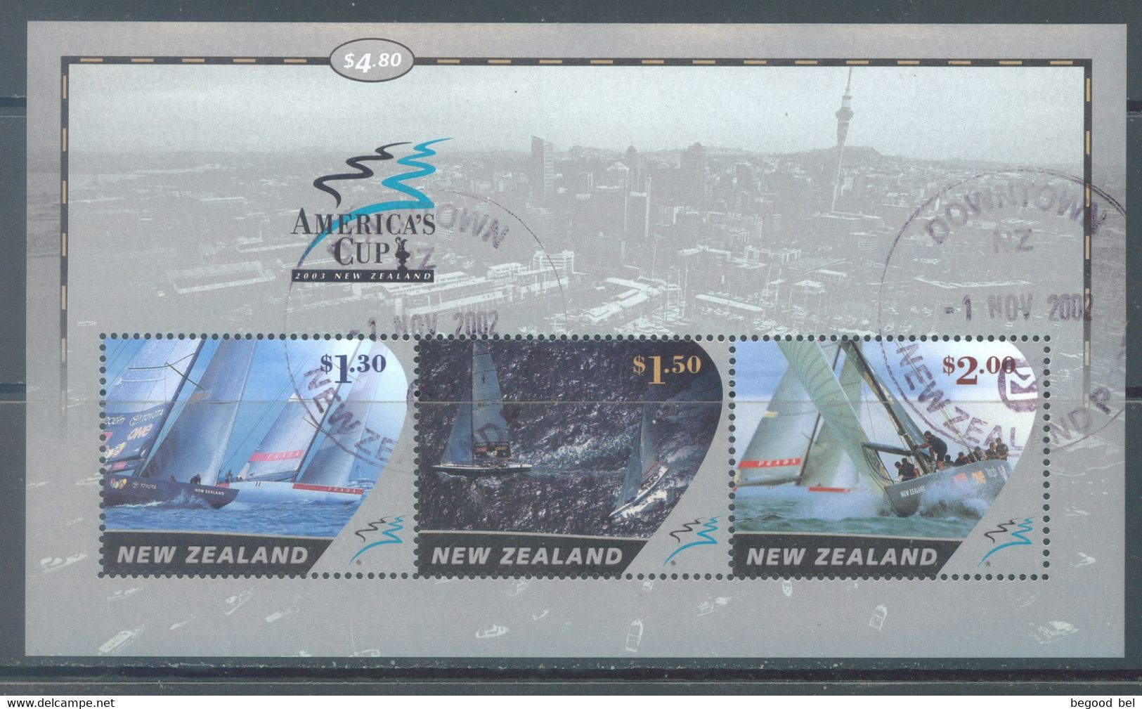 NEW ZEALAND -USED/OBLIT.- 2002 - AMERICA's CUP - Yv 162 -  Lot 22076 - Blocks & Kleinbögen