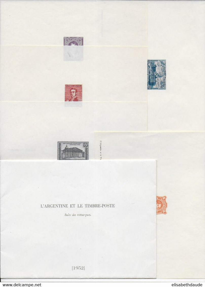 ARGENTINA - RARE ENSEMBLE De 8 EPREUVES DANS L'ENV. D'ORIGINE REIMPRESSION De 1951 HELIO VAUGIRARD ! HISTOIRE POSTALE !! - Blocks & Sheetlets