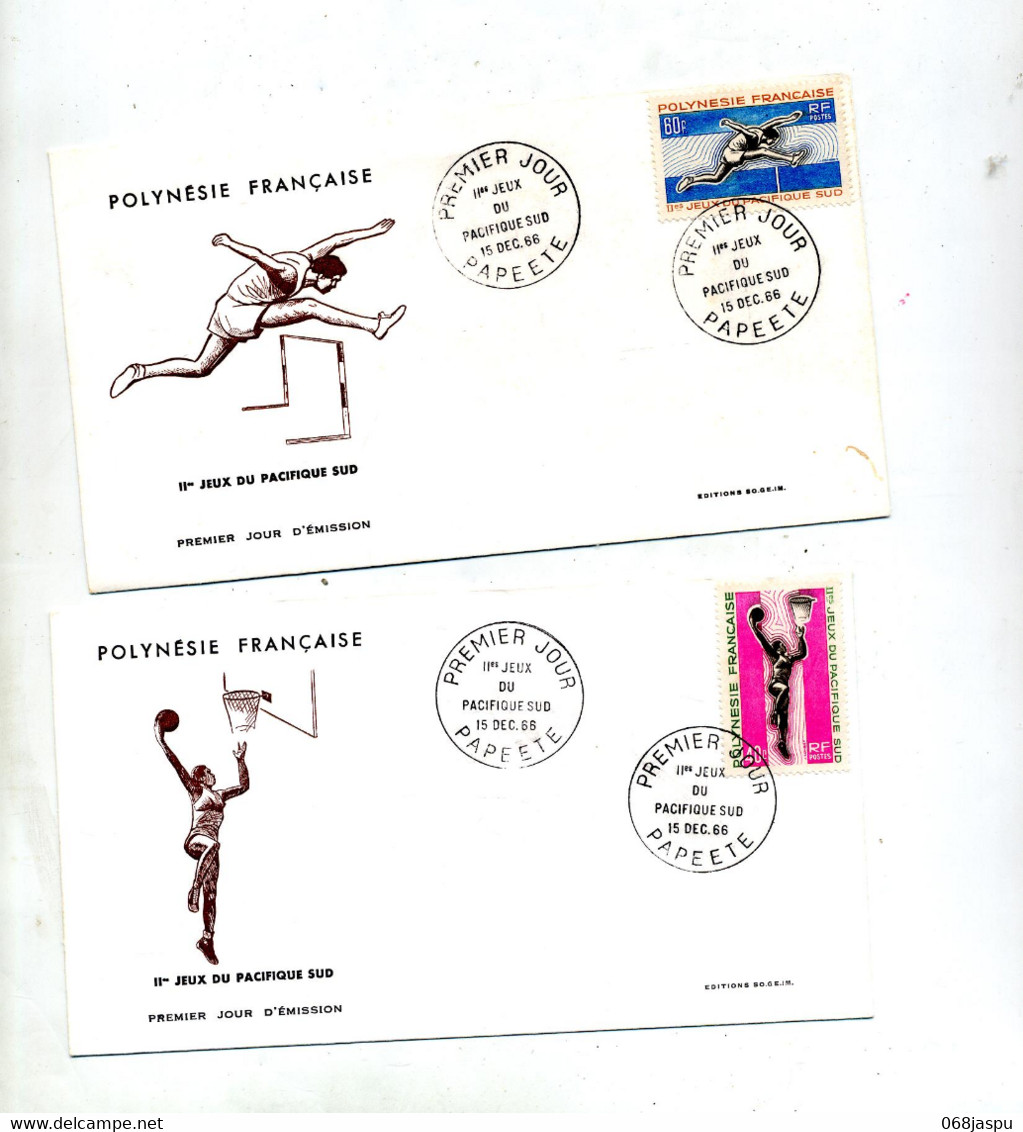 4 Lettre Fdc 1966 Jeu Sport Pacifique Sud - FDC