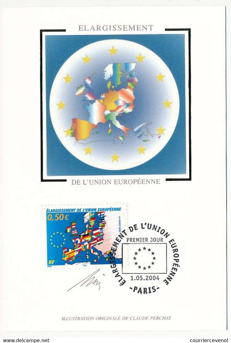 FRANCE - Carte FDC Soie - 0,50E Elargissement De L'Union Européenne - Paris - 1/5/2004 - 2000-2009